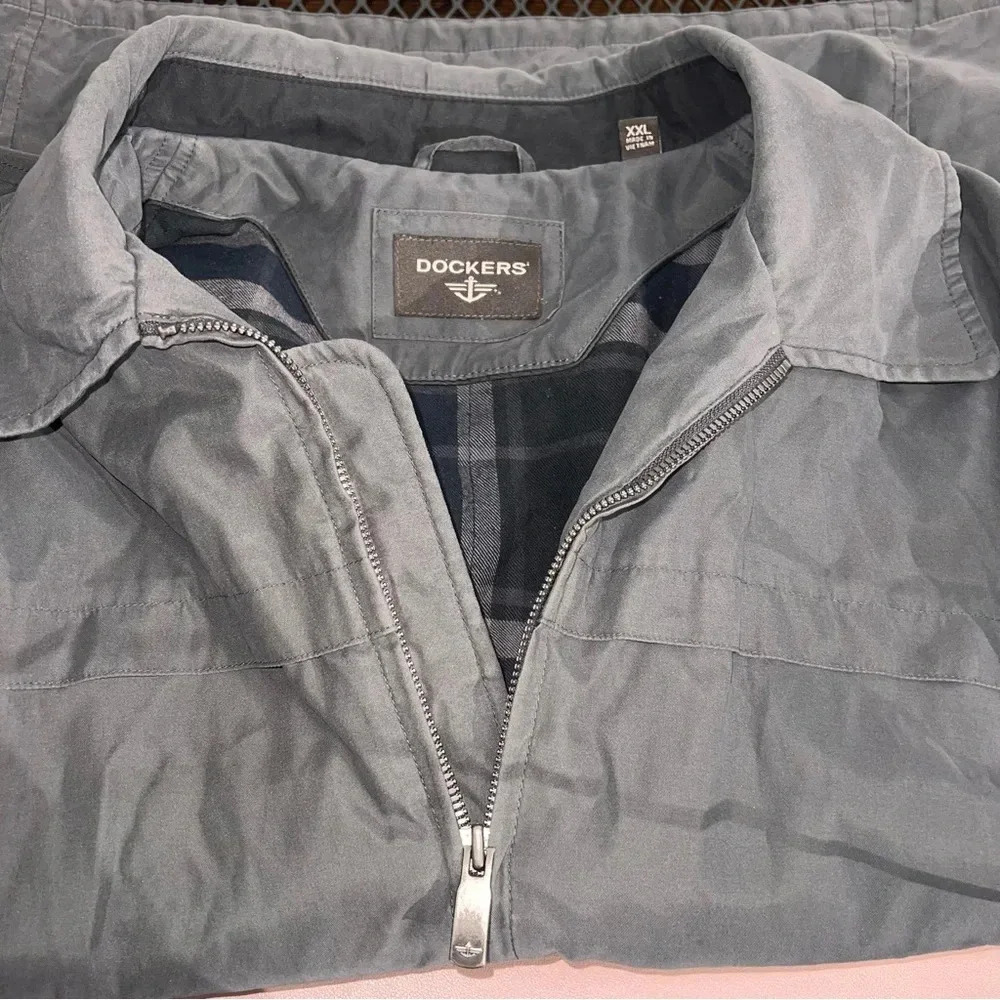 Dockers Iron Grey Men’s Jacket Size XXL Plaid Lined Zip Up‎ Front - Picture 5 of 14